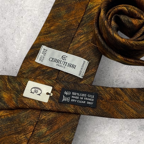 NEW CERRUTI 1881 Brown/Beige/Green Art Silk LUXURY Tie FRANCE - Picture 3 of 5